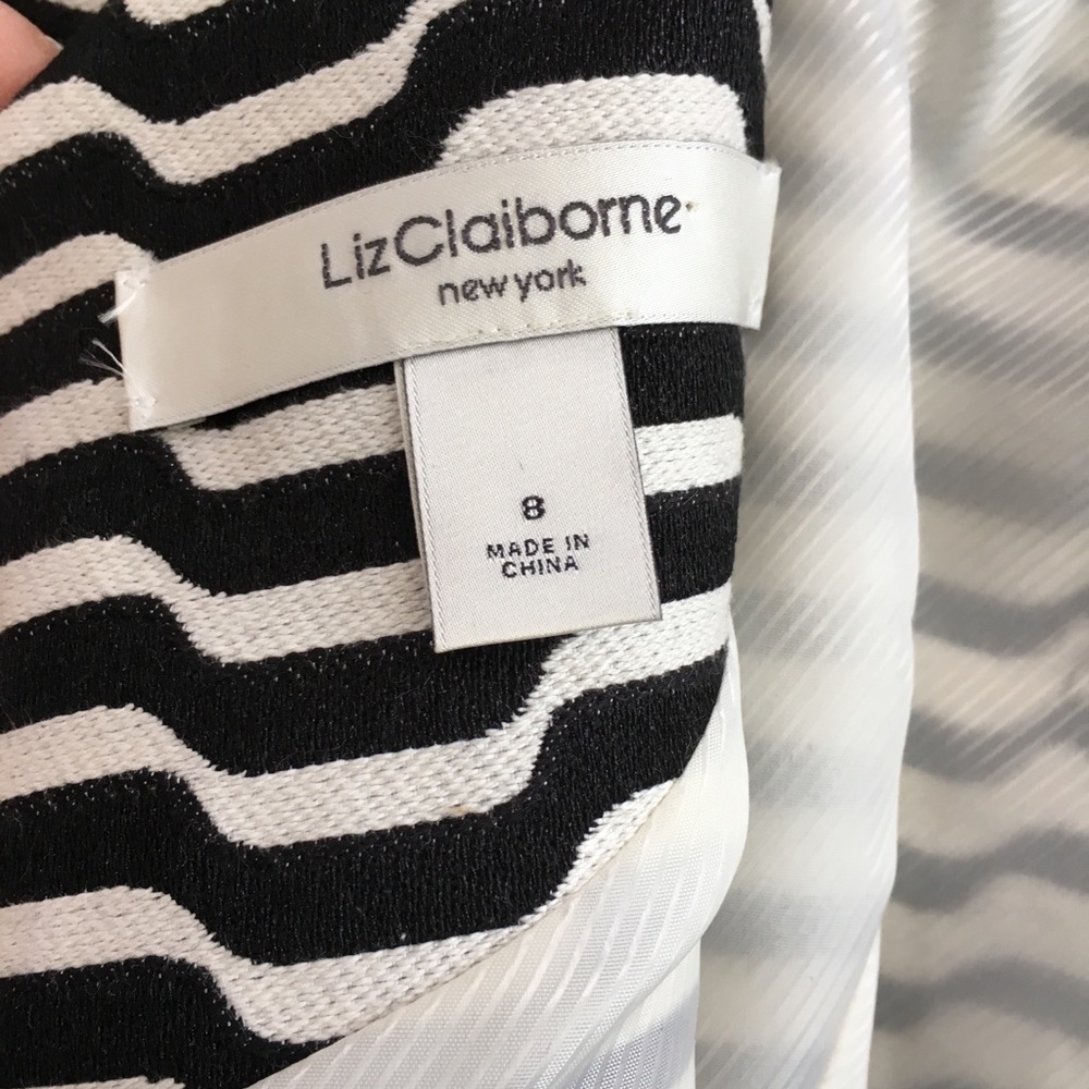 Liz Claiborne Black & White striped Lined Sheath Dress NWT size 8 - Picture 6 of 9